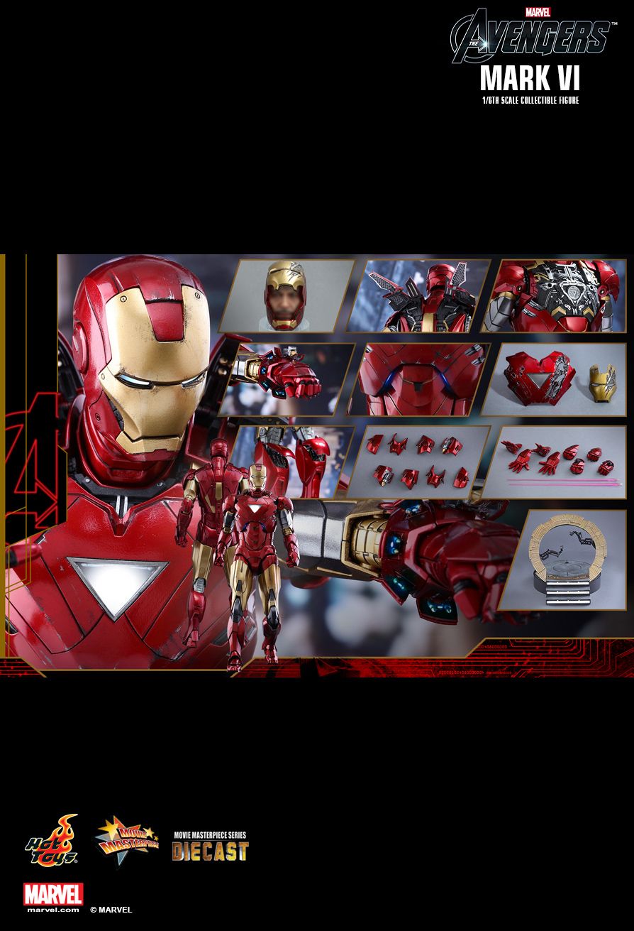 Iron Man Mark VI  Sixth Scale Figure by Hot Toys Movie Masterpiece Series 